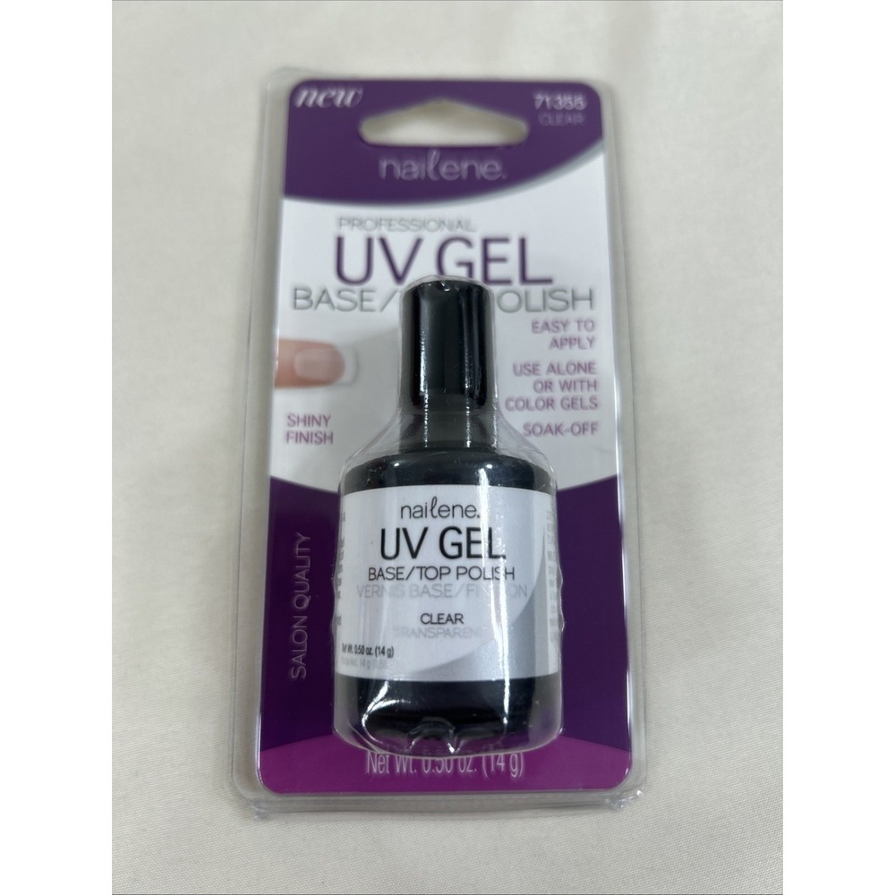 Nailene Uv Gel Base/Top Coat Clear Shiny Finish 0.5 fl Oz
